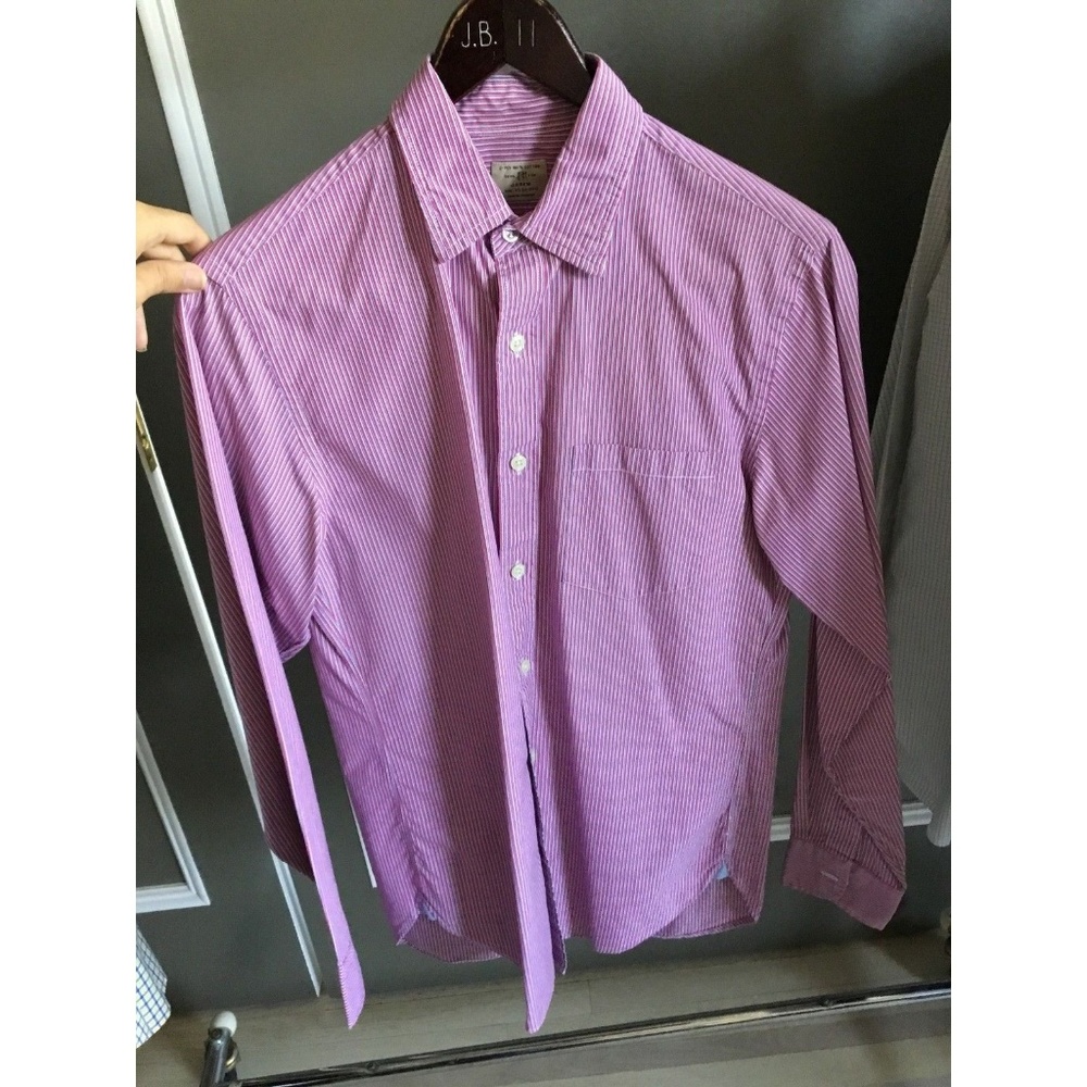J Crew Burgundy, navy&white straight collar shirt